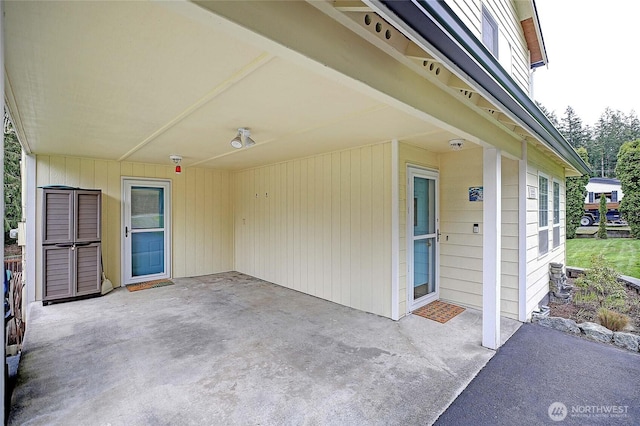 view of patio with an attached carport