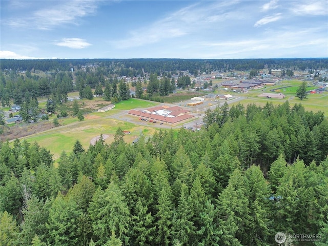 drone / aerial view with a forest view