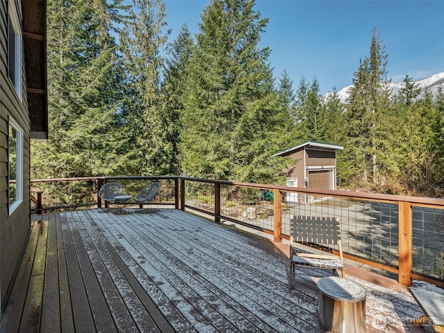 deck featuring a garage