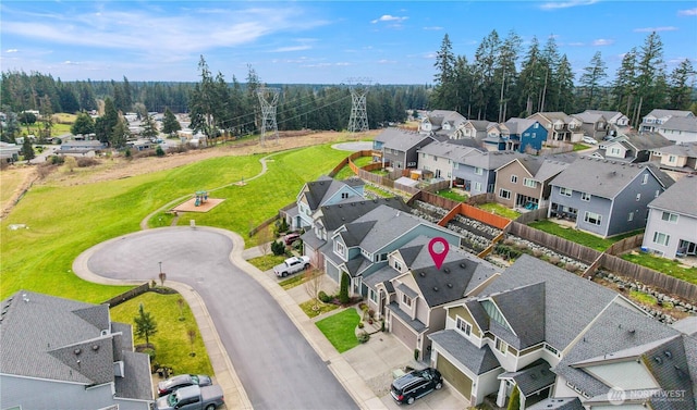 aerial view with a residential view