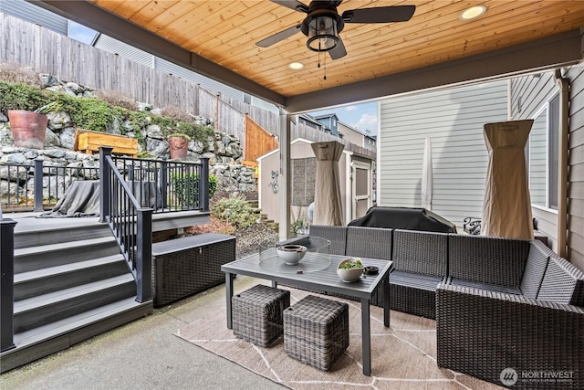 view of patio / terrace with a ceiling fan