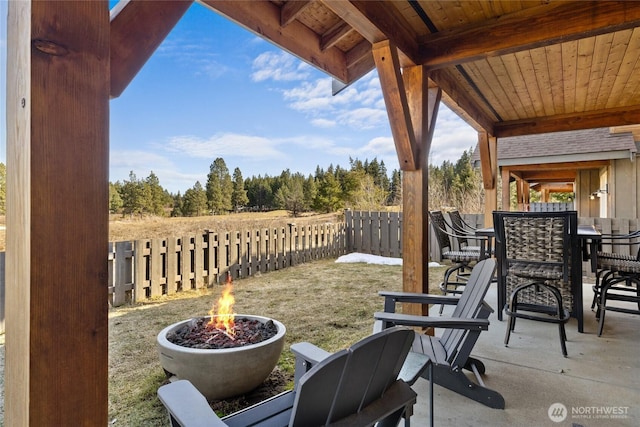 view of patio featuring outdoor dining area and a fenced backyard