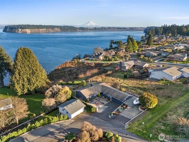 bird's eye view featuring a water view