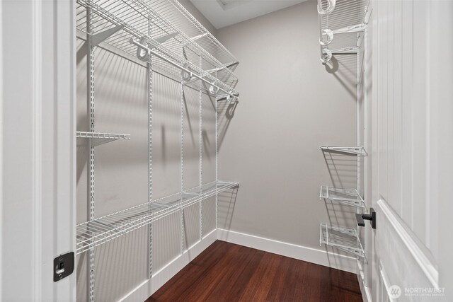 spacious closet with wood finished floors