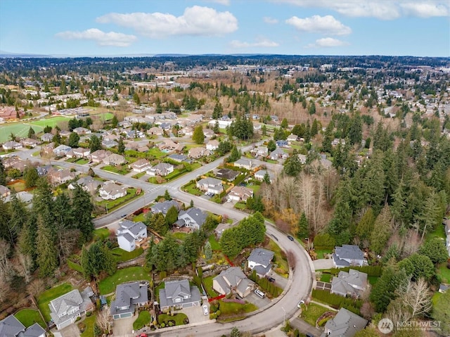 aerial view with a residential view