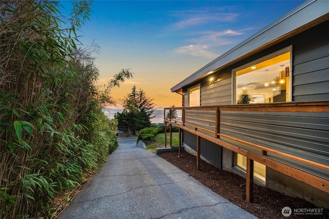 view of property exterior at dusk