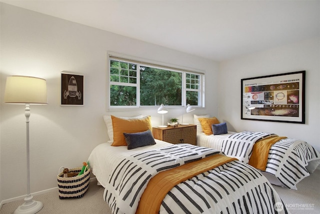 bedroom featuring baseboards and carpet