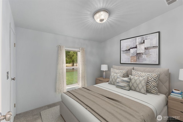 carpeted bedroom with visible vents