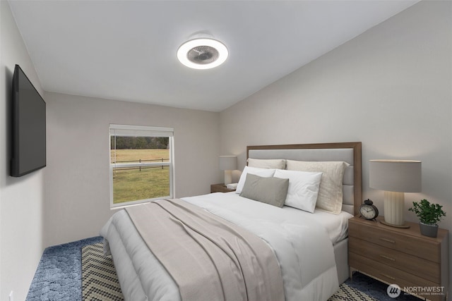 bedroom with vaulted ceiling