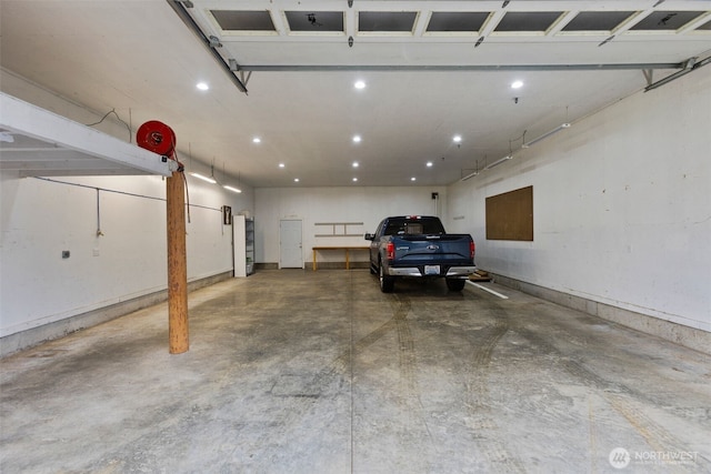 parking garage with recessed lighting