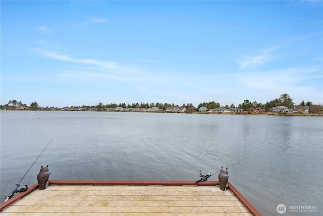 view of dock featuring a water view