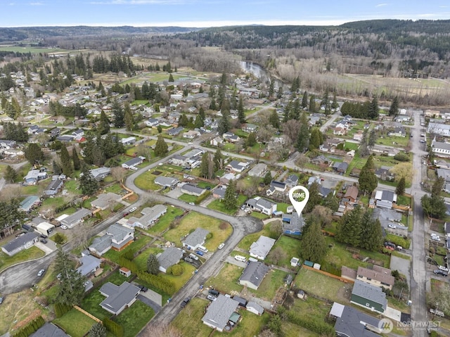 drone / aerial view with a residential view