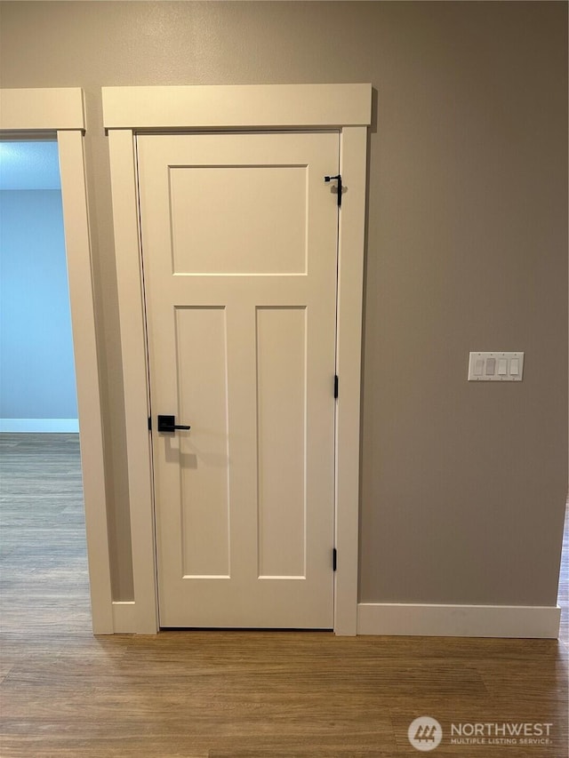 details with baseboards and wood finished floors