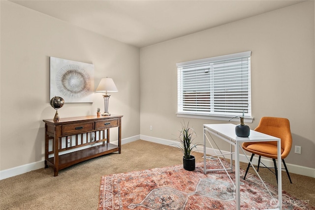 office space with carpet and baseboards