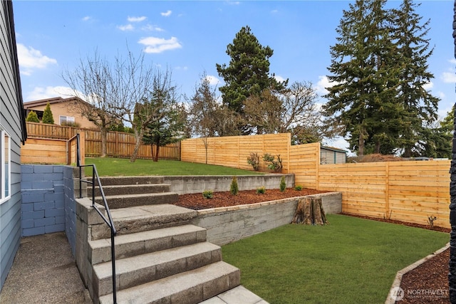 view of yard featuring a fenced backyard