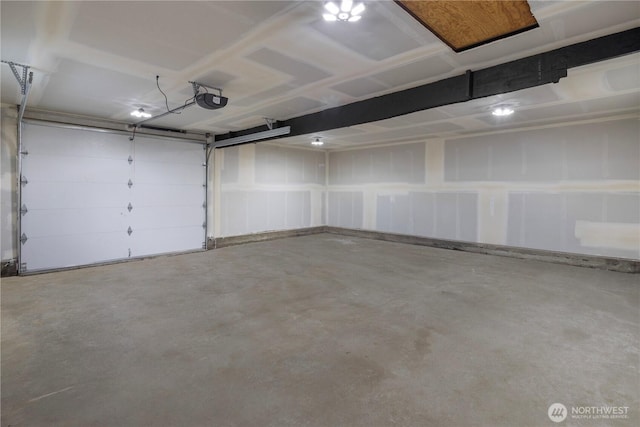 garage with a garage door opener