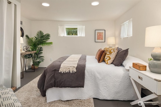 bedroom with recessed lighting