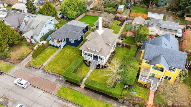 drone / aerial view with a residential view