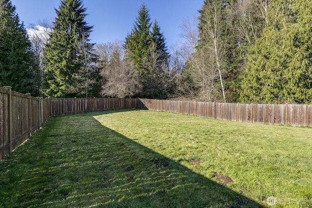 view of yard featuring a fenced backyard