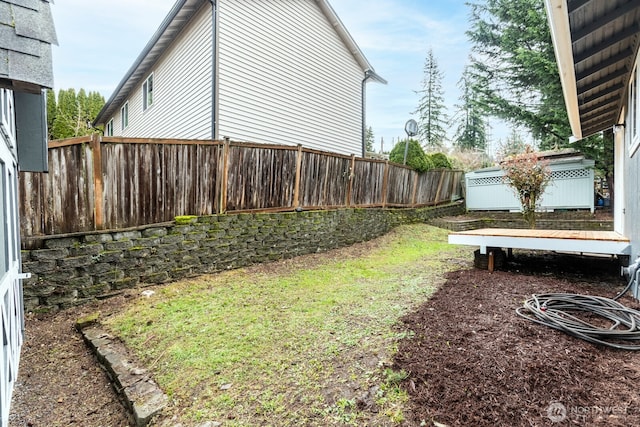 view of yard featuring a fenced backyard