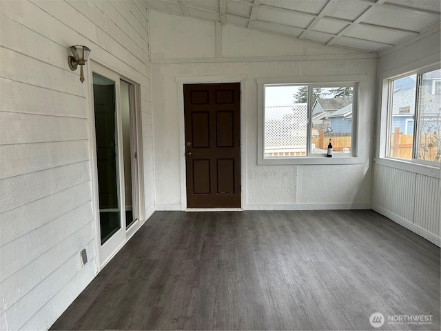 unfurnished sunroom with coffered ceiling