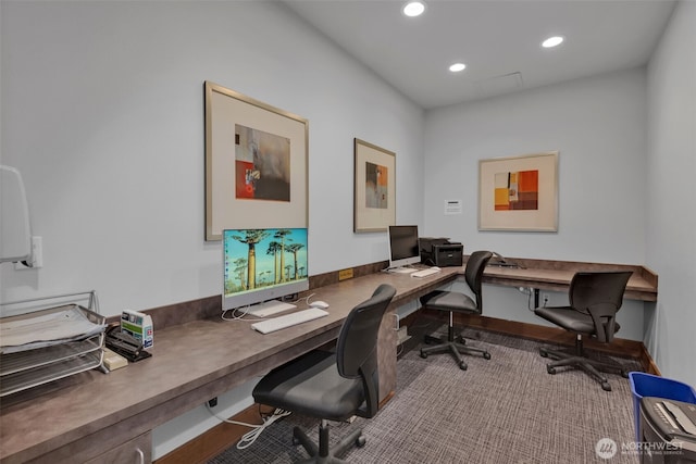 office space with recessed lighting