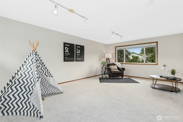 sitting room featuring baseboards and carpet floors