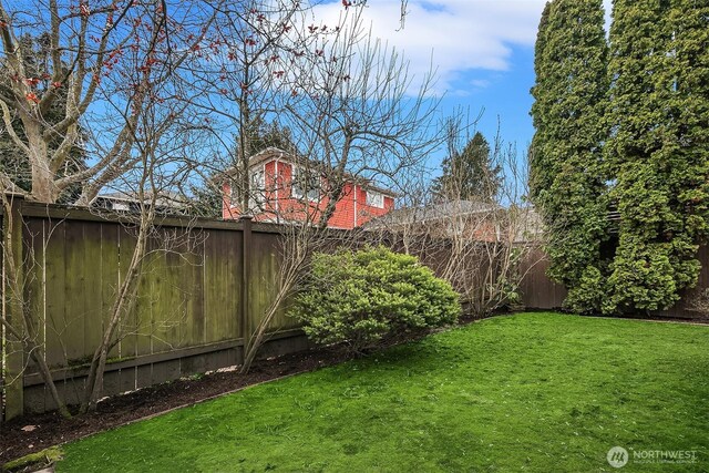 view of yard featuring a fenced backyard