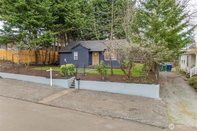 view of front of home with a fenced front yard