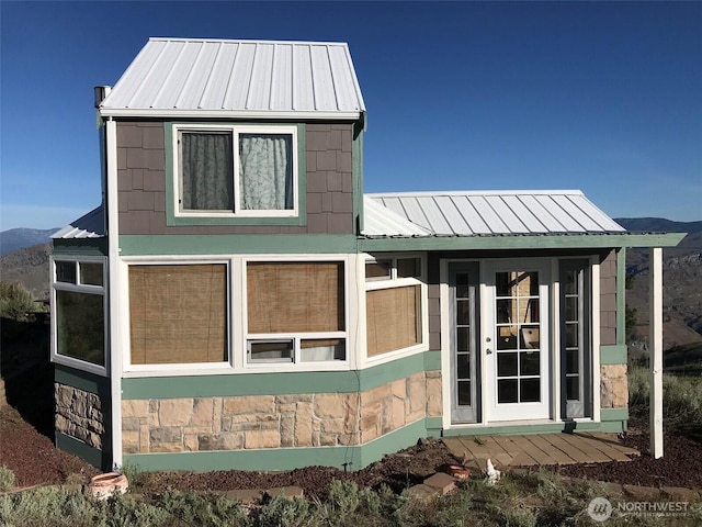 exterior space featuring a mountain view