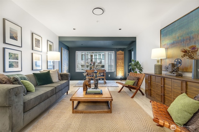 living area with wood finished floors