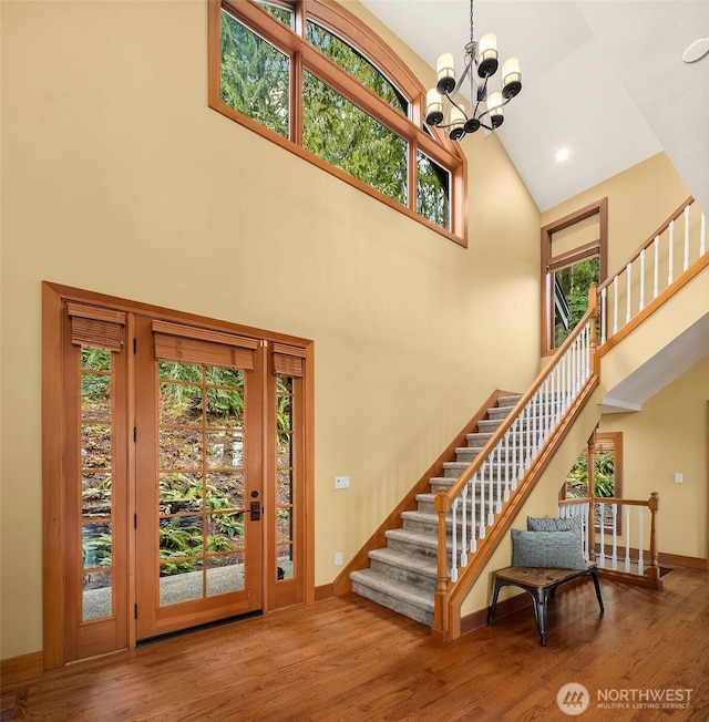 foyer featuring wood finished floors and a wealth of natural light