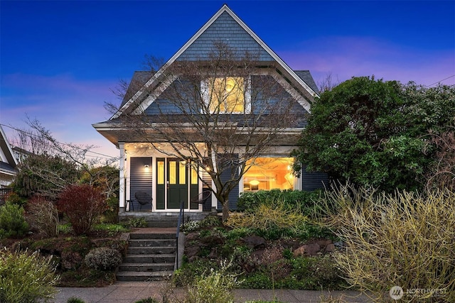 view of front of home featuring covered porch