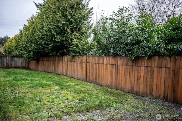 view of yard featuring a fenced backyard