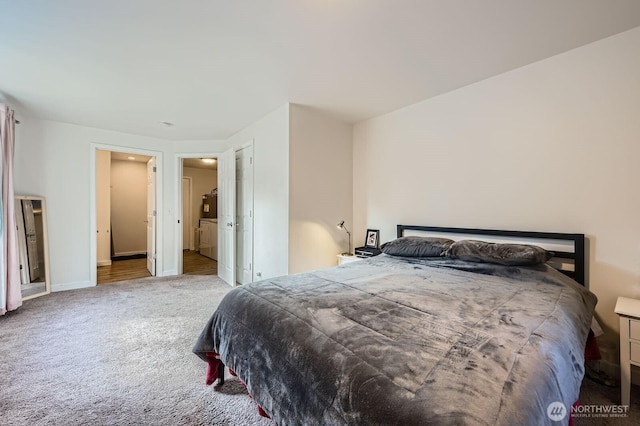 bedroom featuring carpet flooring and baseboards