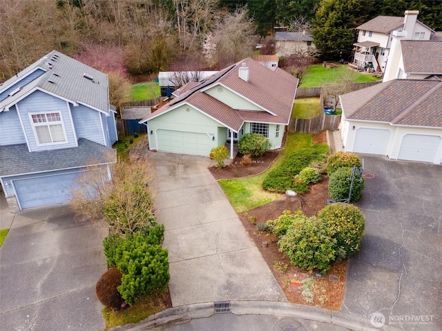 bird's eye view featuring a residential view