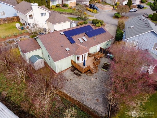 drone / aerial view with a residential view