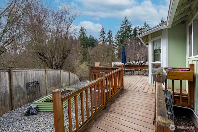 deck featuring fence