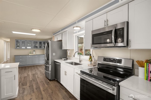 kitchen with white cabinets, appliances with stainless steel finishes, and a sink