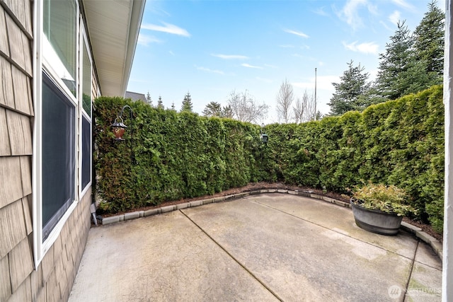 view of patio featuring a fenced backyard