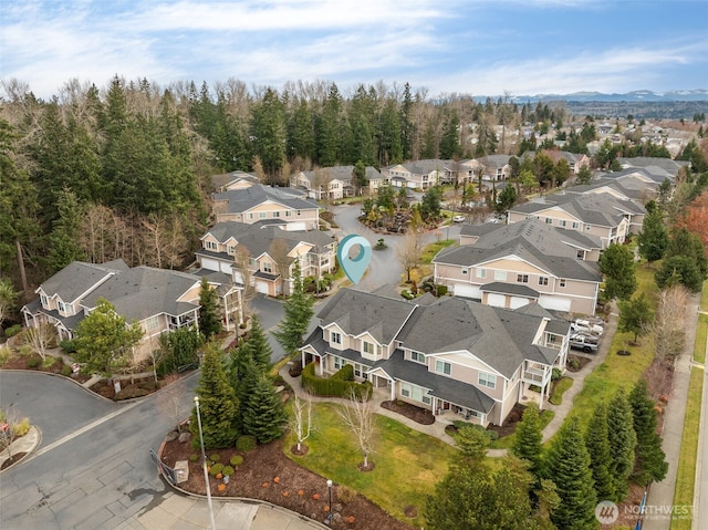 bird's eye view with a residential view