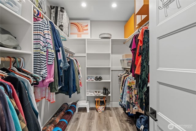 spacious closet featuring wood finished floors