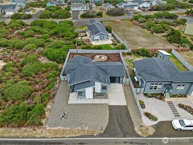 aerial view with a residential view