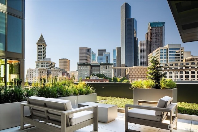 view of patio featuring a city view