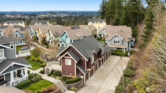 aerial view with a residential view