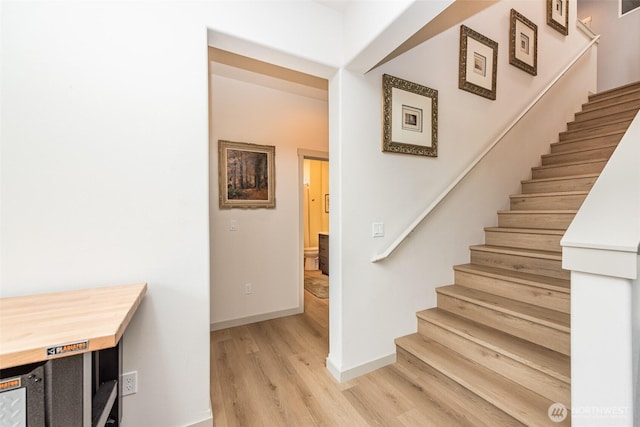 30 Sundae Dr, Sequim, WA 98382 - stairs featuring baseboards and wood finished floors