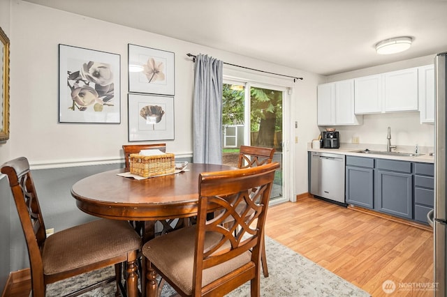 dining room with light wood-type flooring