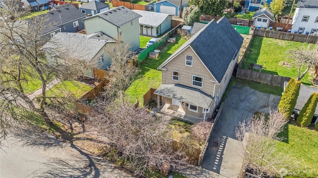 bird's eye view with a residential view