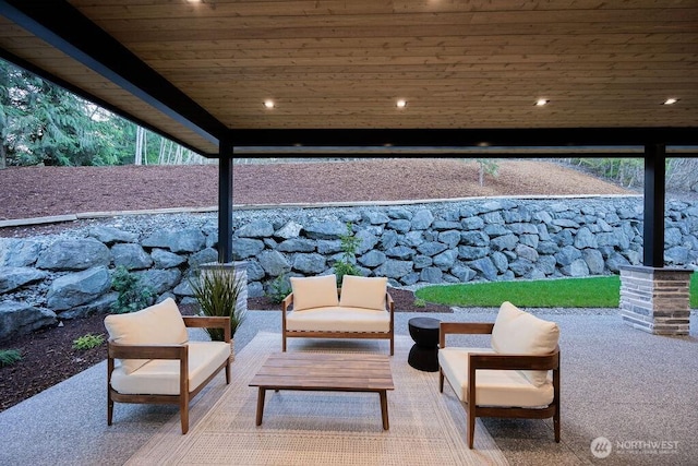 view of patio / terrace featuring an outdoor living space