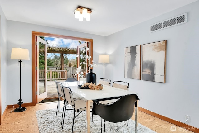 dining space with visible vents and baseboards